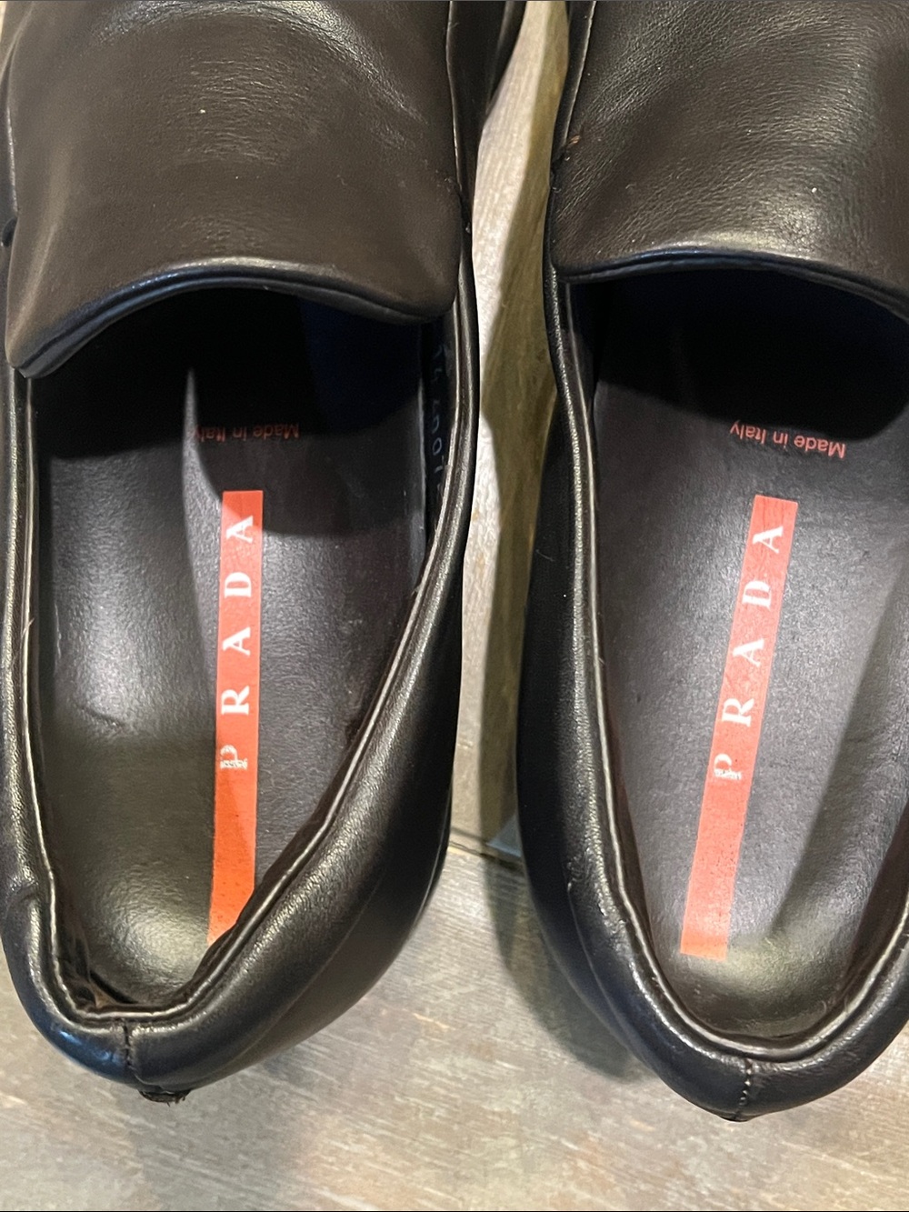 Prada Black Leather Square-Toe Slip-Ons - Picture 5 of 5